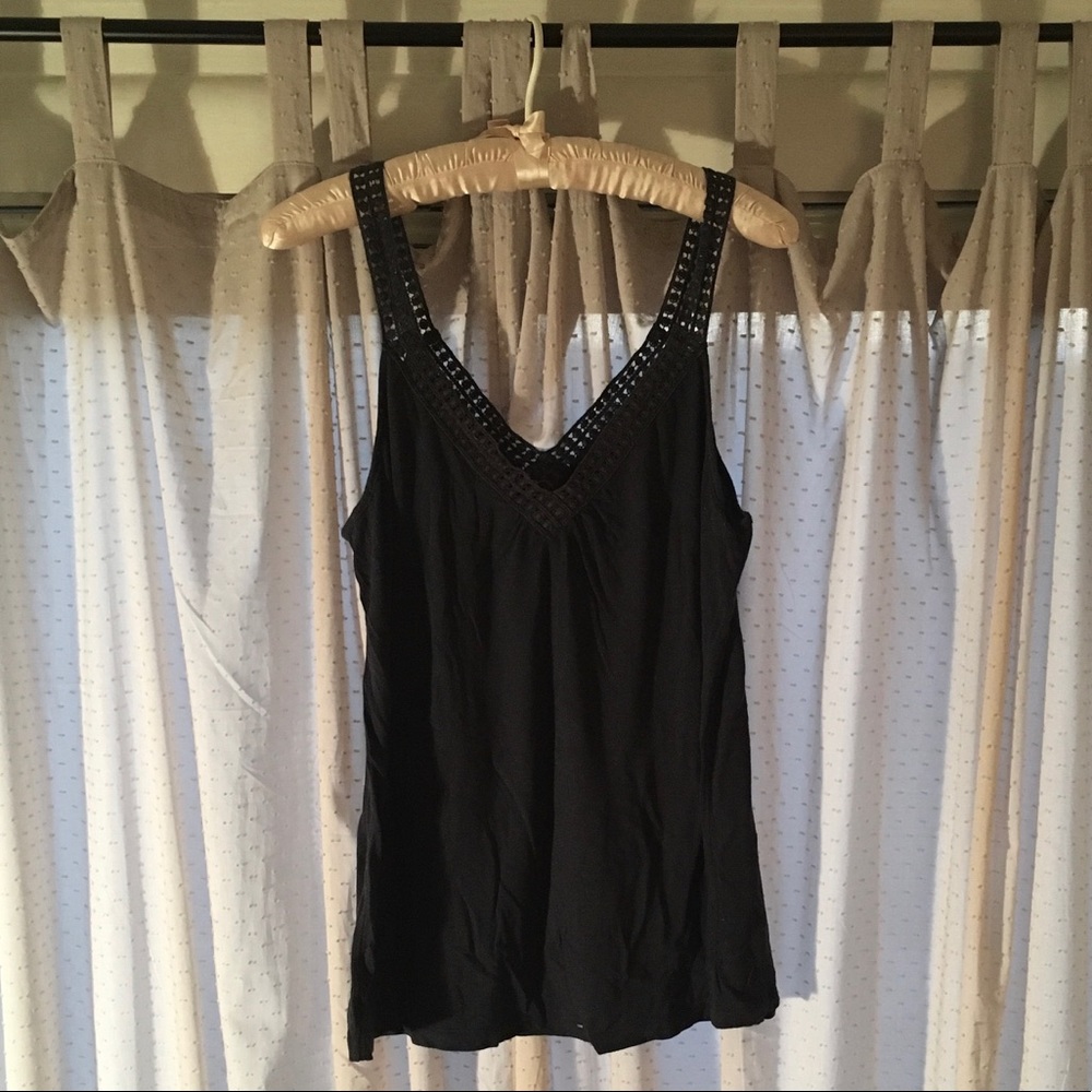 Navy Tank with Crochet Detail